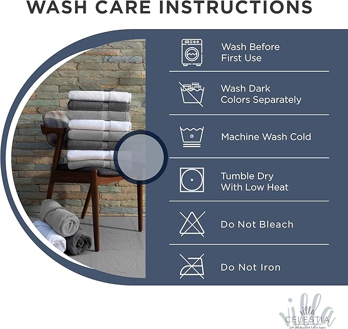 100% Cotton Bath Towel Set of 12-4 Bath Towels, 4 Hand Towels, 4 Wash Cloths, Sustainable, Soft, Highly Absorbent, Combed Cotton 12 Piece Set for Hotels, Spa, Bathroom, Dorm, Navy Blue