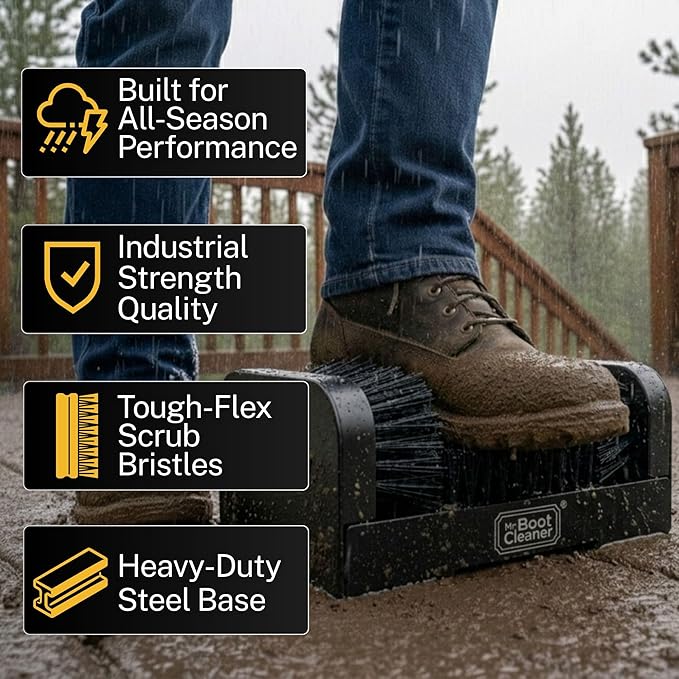 Heavy Duty Boot Brush Cleaner Outdoor Floor Mount or Portable Boot Scraper/Scrubber with Hardware