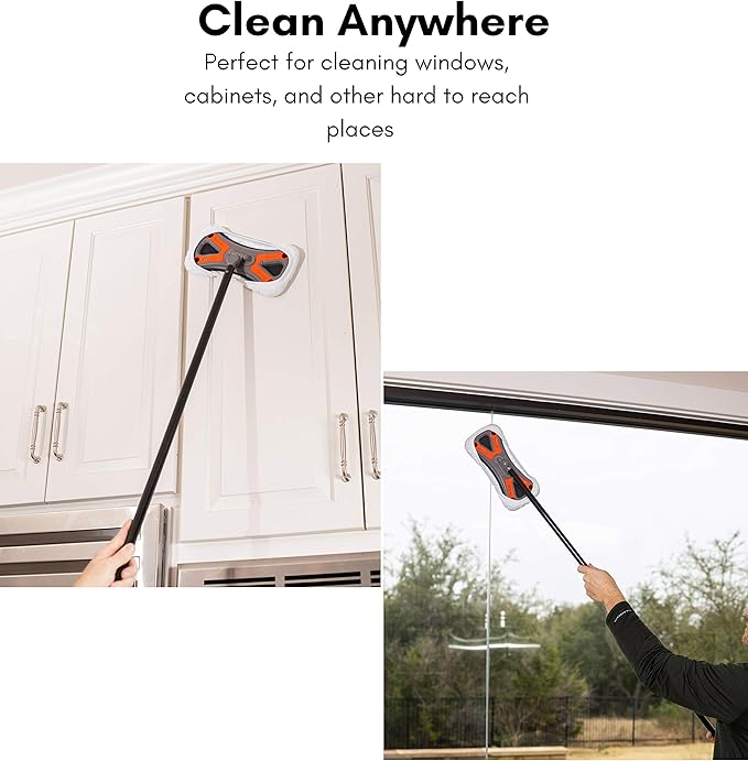 Dust Cleaning Sweeper Mopping - Orange and Grey Durable Mop Set - Lightweight - Great for Kitchen, Home, Garage and Office - Hardwood Tile Laminate Floor Cleaner - Removable Slipper