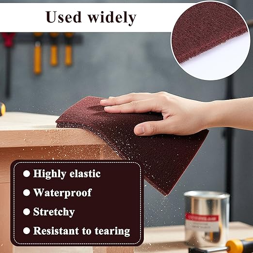 6 PCS Red Nylon Scuff Pads, Scouring General Purpose Hand Pads for Cleaning, Deburring, Scouring, Sanding, Surface Preparation (8.27 X 5.51 Inches)