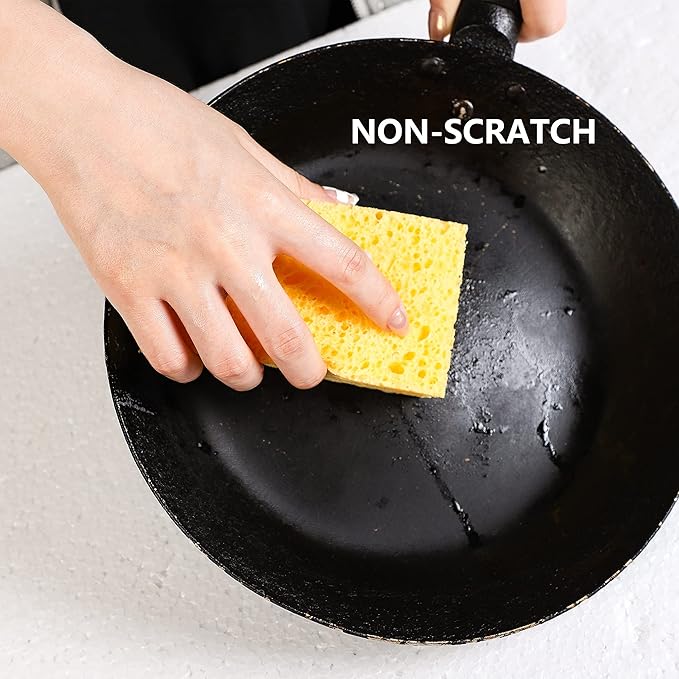 ARCLIBER Cellulose Sponges,Heavy Duty Scrub Kitchen Sponge,Clean Tough Messes Without Scratching Sponges Kitchen(6 Pack, Thick)