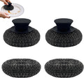 Stainless Steel Wool Scrubber with Rubber Handle & 2 Pads for Cleaning Dishes, Kitchen Pots, Pans, Grills (Black-2Pack)