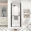 Frameless Pivot Shower Door 26"-28" Wx72 H,1/4"(6mm) Clear Nano Coated (SGCC) Tempered Glass,Reversible Swing Shower Door for Walk-in Shower,Modern Matte Black Finish