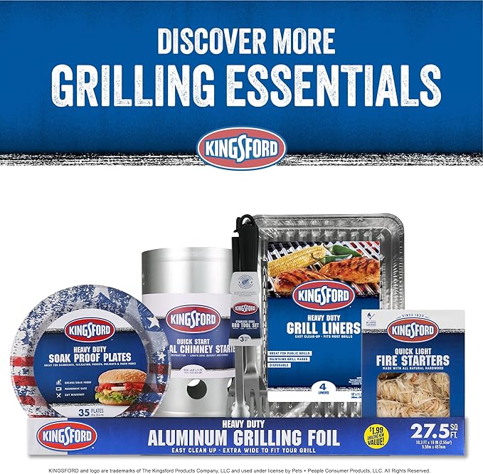 Kingsford Heavy Duty Aluminum Grilling Foil - Durable Wrap For Babecuing, Cooking, Steaming, and Food Storage - 27.5 Sq. ft Roll