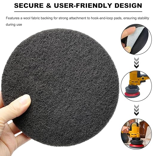 10 Pack 6 Inch Multipurpose Grey Scrubber Scouring Pads Flocking Scuff Pads -Hoop and Loop Scuff Pads Conditioning Discs Polishing Pad for Furniture Automotive Cleaning, Rust Removal (800 Grit)