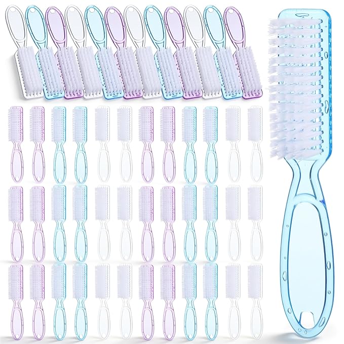 60 Pcs Nail Scrubber Brushes Bulk Handle Grip Manicure Brushes for Cleaning Fingernails Pedicure Cleaning Brush for Toes and Fingernail Cleaning(6 Colors)