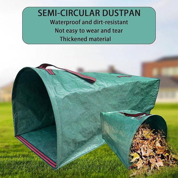 2 Pack 53 Gallon Reusable Leaf Collector Bags for Collecting Leaves, Lawn Grass, Clippings and Branches. Leaf Dustpan. Leaves Collector for Leaves, Debris, Grass, Lawn Trash, Come with Gloves