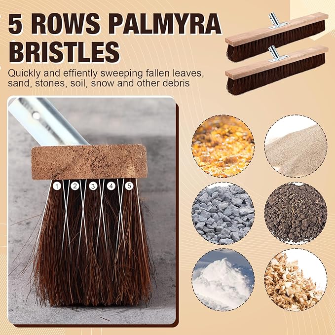 Vesici 6 Pcs Scrub Deck Brush Broom Heads Heavy Duty 19.7 x 2.4 Inch Replacement Large Wide Brooms for Outdoor Concrete Shop Boat Industrial Push Garage Driveway Farmhouse Livestock Cleaning Scrubber