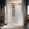 60" W x 76" H Double Sliding Frame Shower Door with 5/16" Clear Tempered Glass,Stainless Steel Roller Brackets,Waterproof Threshold Track,Easy-Cleaning Coating & Towel Bar/Knob, Bright Chrome
