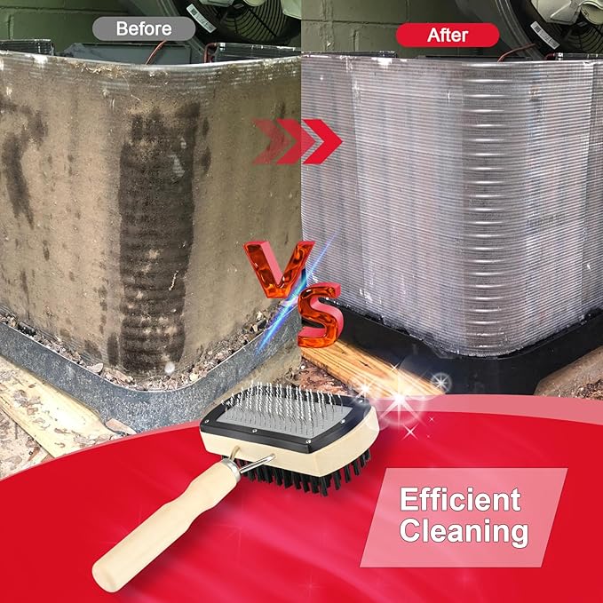 Coil Cleaner Brush for AC, Double Sided Air Conditioner Coil Cleaning Brush for HVAC Evaporator Condenser Fin, Easy to Use Effectively Cleaning