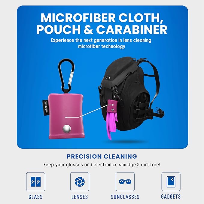 Microfiber Cloth & Glasses Wipes (3 Pack) Lens & Glasses Cleaning Cloth - Eyeglass Cleaner - Camera Lenses & Gadget Delicate Screens - Pink
