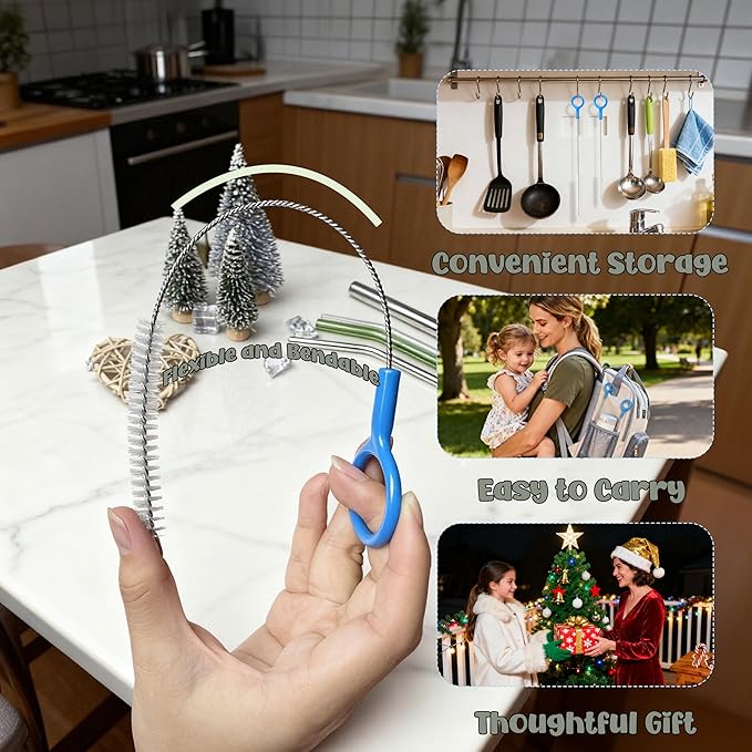 Straw Cleaner Brush,Extra Long Straw Cleaning Brushes with Nylon Bristles,Straw Brush Cleaner for Reusable Straws, Baby Bottles, Tumblers, Sippy Cups and Narrow Tube.