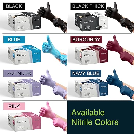 FifthPulse Blue Nitrile Disposable Gloves Medium, 200 Count - Latex Free Medical, Dental and Surgical Grade - Powder Free Rubber Gloves