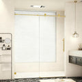 56-60" W x 74" H Frameless Shower Door, Bathroom Soft-Close Sliding Shower Doors with 5/16" (8mm) Clear SGCC Tempered Glass and Stainless Steel Hardware, Reversible Installation, Brushed Gold