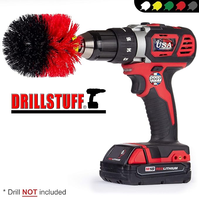 Outdoor Cleaning Brush - Red Nylon Bristle - Patio, Deck, Concrete, Siding, Statues, Equipment, Garden, Lawn Decorations, Headstones