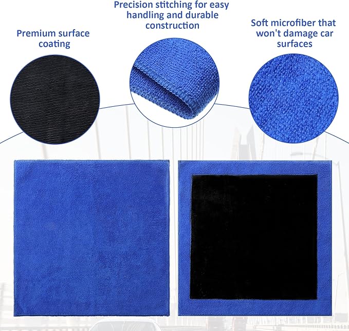 2 Pack Clay Towel Auto Detailing, 12 X 12 Inch Clay Bar Towel for Auto Detailing Clays Bar Towels Cloth Auto-Detailing, Fine Grade Microfiber Clays Bars Towels for Smooth Paint Finish, DIY Detail