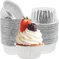 Aluminum Foil Baking Cups 150 Pcs, SUPPHOUS 5 Oz Disposable Ramekin Aluminum Cupcake liners, Silver Foil Baking Cups Muffin Liners for Cupcake, Baking, Egg Tart, Pudding, Creme Brulee