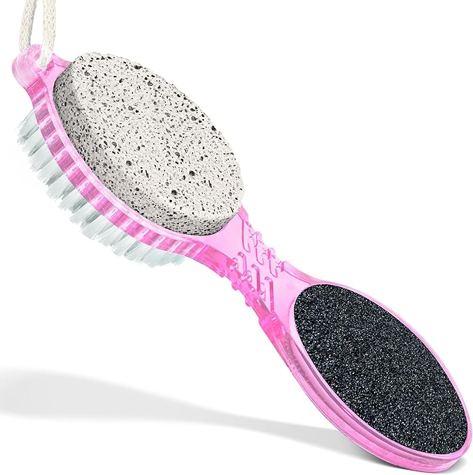 DecorRack (4 in 1) Pedicure Paddle Kit Tool with Pumice Stone for Feet, Foot Hand Toe Nail Cleaning Brush, Metal File and Emery Board, Manicure Foot Rasp Callus Remover Pedi Set (Random Color, 1 Pack)