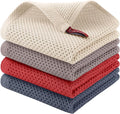 Homaxy 100% Cotton Waffle Weave Kitchen Dish Cloths, 4-Pack Ultra Soft Absorbent Dish Towels, Quick Drying Dish Rags, 12 x 12 Inches, Multicolor
