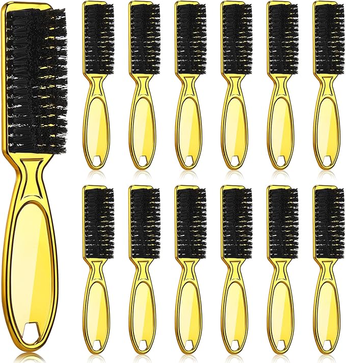 Patelai 12 Pcs Barber Clipper Brush Blade Trimmer Cleaning Brush for Fades Nail Neck Duster Manicure Salon(Gold)