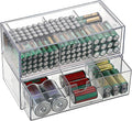BTSKY 2 Pack Clear Acrylic Battery Storage Organizer for AA, AAA, 9V, C, D Batteries, 2-Drawer Storage Box Battery Holder for Common Types Batteries, Household Container(Batteries Not Included)