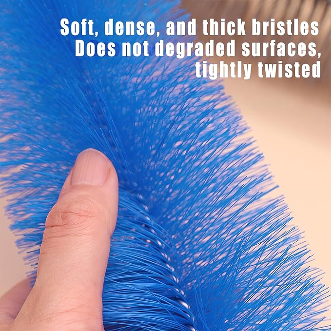 4 PCS Fan Cleaner Brush, Cobweb Duster Bendable Fan Duster, Plastic Dust Cleaner Reusable Head Ceiling Brush Microfiber Dirt Remover for AC Radiator Car Vents Blinds Shutters Window (Blue)