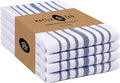 Native Fab Kitchen Dish Towels 16"x26" Set of 4 Herringbone Weave - Scandia Stripe 100% Cotton Tea Towels, Dishcloths, Washable Absorbent Hand Towels with Hanging Loop - Blue White