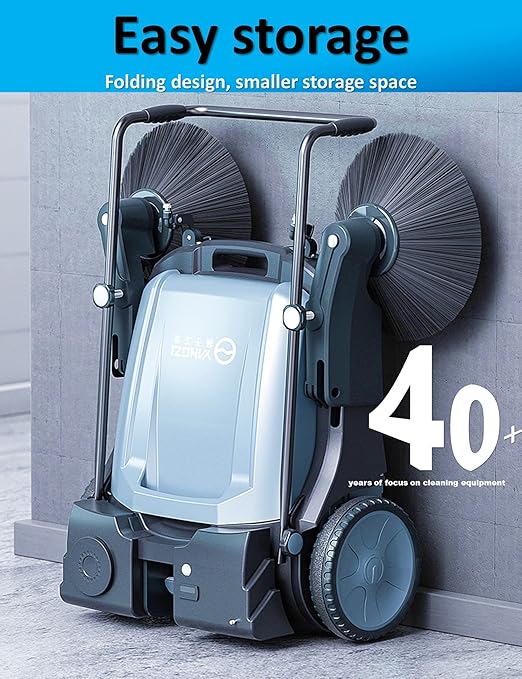 Walk Behind Floor Sweeper Manual,41" Wider Path & 55L Larger Capacity, Industrial and Commercial Sweeper for Rapid Cleaning in Warehouse,Park,Shop,Yard,Farm,Street,and Outdoors Indoors
