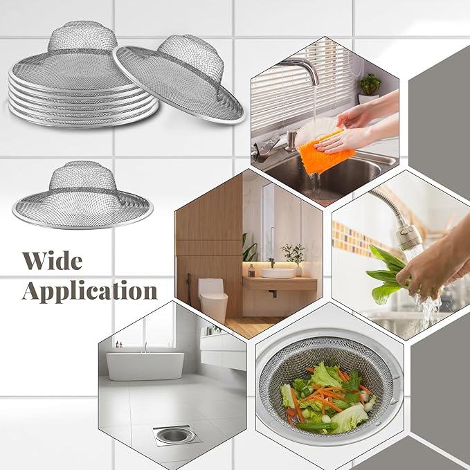 40 Pcs Mesh Sink Strainer, 4.5" Diameter Stainless Steel Slop Basket Filter Trap Metal Durable Kitchen Sink Drain Strainer with Large Wide Rim for The Sinks in Kitchen Bathroom Shower Drain