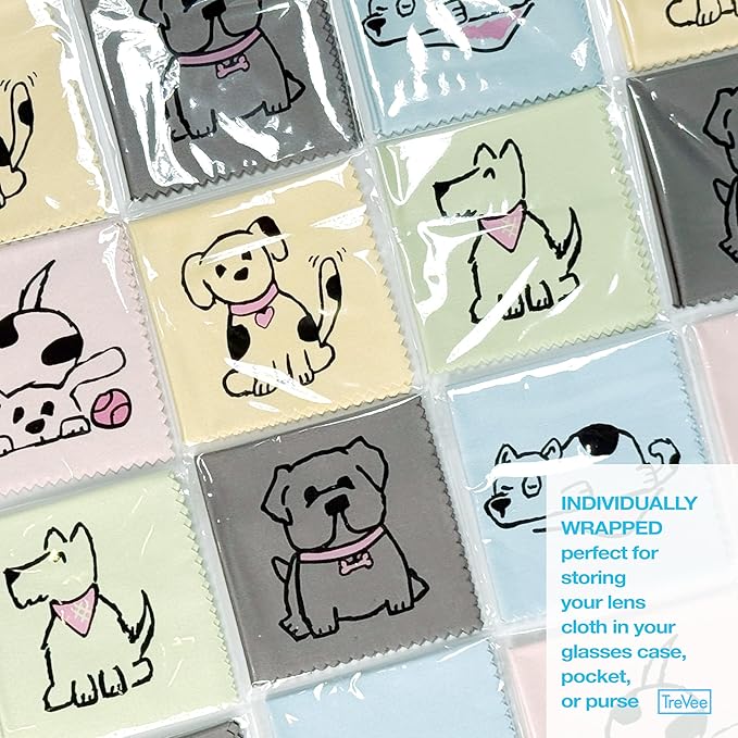 Microfiber Cleaning Cloth - Microfiber Cloth Fabric Wipe for Cleaner Lens, Eyeglasses, Phone Screen - Cute Dog Design 10-Pack, 6x6