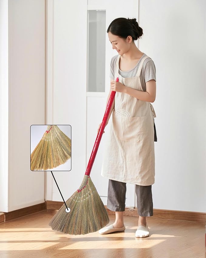 Coco Deluxe Vietnamese Natural Straw Broom /40" Handmade Soft Grass Broom for Indoor & Outdoor/Choi Bong Co Viet NAM Cao Cap (1)