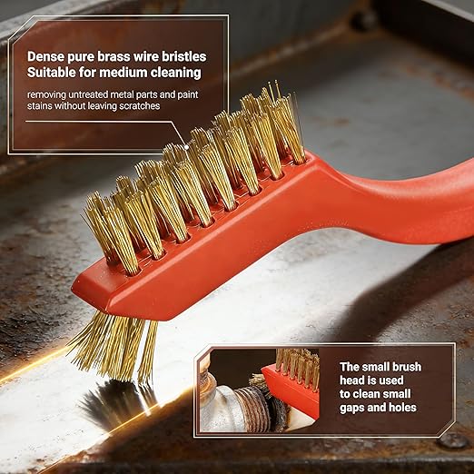 24 Pieces Brass Brush Set, Brass bristles for Cleaning Welding Slag and Rust,Scratch Brush with Mini Head & Hanging Hole for Everyday Cleaning