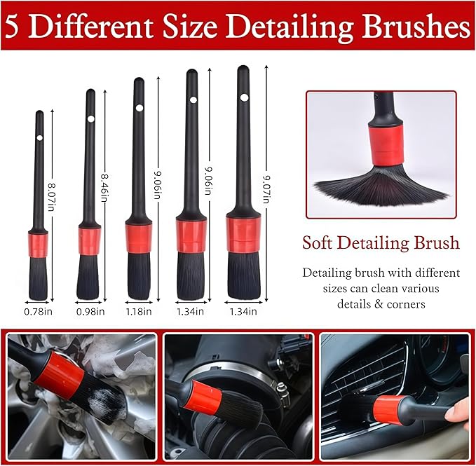 10pcs Auto Car Detailing Brush Set，Professional dusting Brush Suitable for Interior and Exterior car Decoration，Dust Removal and Cleaning Tools