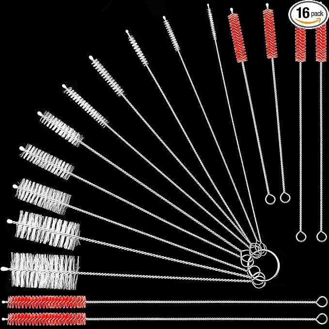 Reusable Straw Cleaning Brushes Bottle Test Tube Long Straw Cleaning Brush Nylon Washing Tool Reusable Bottle Brush in Different Size (White and Red)