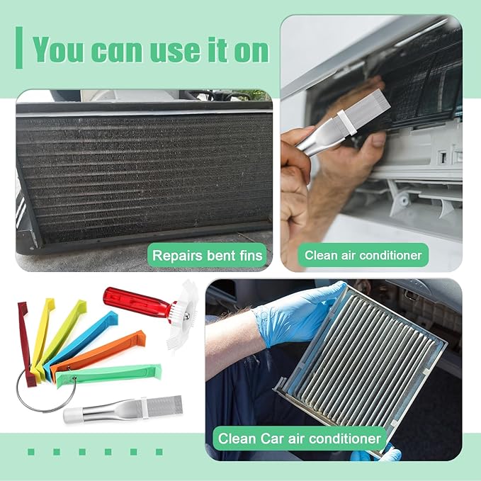 3 Pieces Air Conditioning Brush Set Includes FCR6 Ring Fin Comb Air Conditioner Fin Cleaner Condenser Radiator Fin Comb Stainless Steel Fin Straightener Cleaner Brush Repair Tool for Condenser Coil