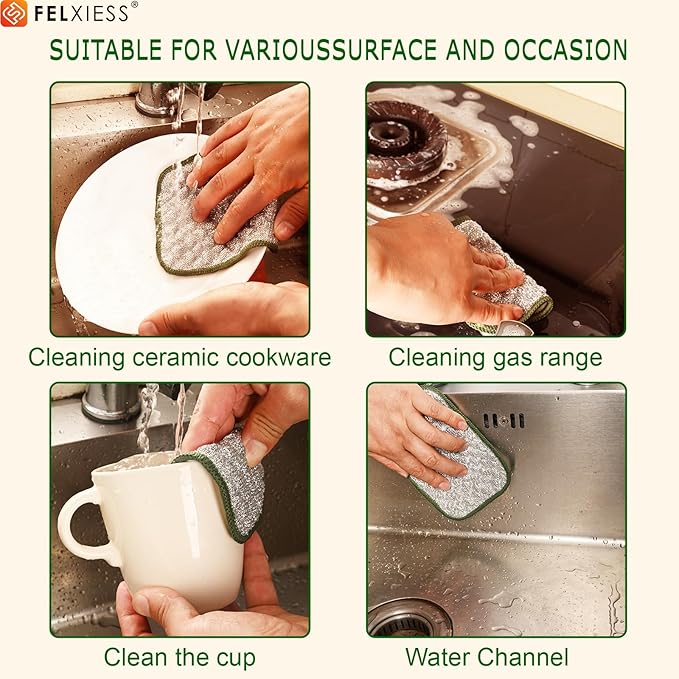 2026 New Double Side Non Scratch Wire Dishcloths,Multipurpose Wire Dishwashing Rags for Wet and Dry, Reusable Metal Dish Cloth,Wire Miracle Cleaning Cloths for Kitchen（6Pcs）
