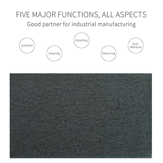 Carbon Black Scuff Pads - 6Pcs Scouring Pad 7447 - Very Fine Grade Hand Pads General Purpose Sanding Hand Pads 200 x 125mm/8" x 5"