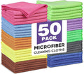 10 Colors Microfiber Cleaning Cloths, 50 Pack Assorted Cleaning Rags, Highly Absorbent Microfiber Towels for Car, Kitchen, Bathroom and Household Cleaning, 11.8"X11.8"