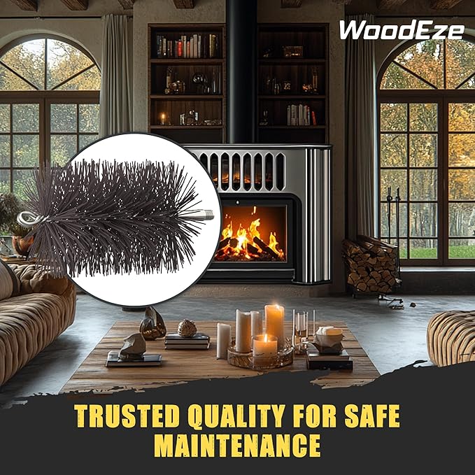8" Round Pro-Sweep Chimney Brush | Medium Duty Poly Bristles for Metal Chimney Pipes & Prefab Fireplaces | Flexible .050" Prostran Bristles | 3/8" NPT Thread | Stainless & Insulated Flue Safe