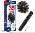 HOKLNUSE Dryer Vent Cleaner Kit Ducts Cleaning Kit for Dryer Air Duct HVAC Vent Fireplace Chimney Pellet Stove Gutter Downspout Dryer Vent Lint Removers with 1.5"&4" Brush Heads (35Feet)