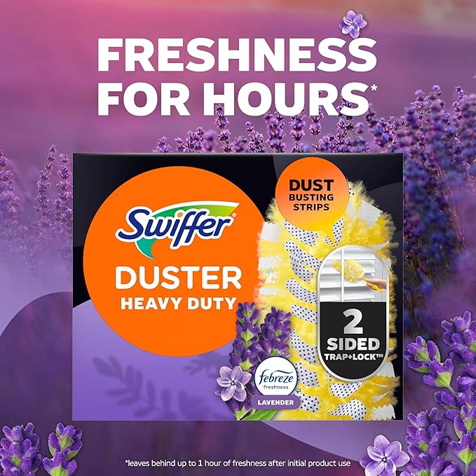 Swiffer Dusters Heavy Duty, Multi-Surface Duster Refills for Cleaning, Lavender, 24 Count (4 Packs of 6)
