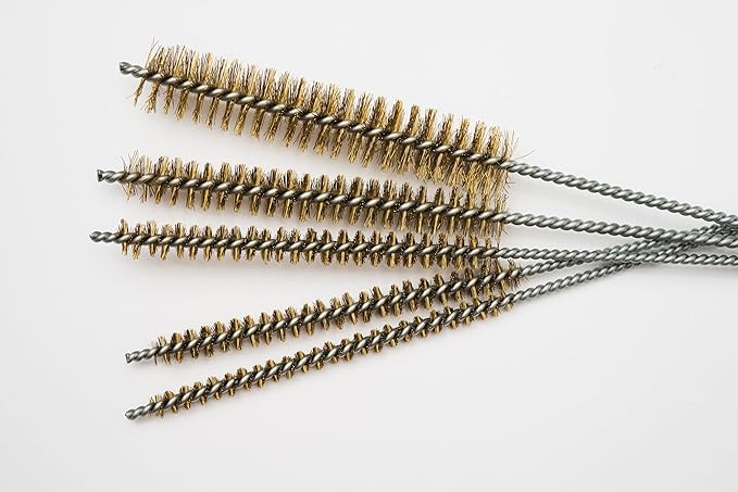 PMD Products 10-Piece Tube Cleaning Brush Kit | Brass Wire Bore Brushes & Stainless Steel Brushes 12" Long (1/4" to 3/4") for Tubes, Cylinders, and Narrow Spaces