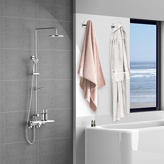 Towel Hooks, SUS 304 Stainless Steel Hooks, Heavy Duty Door Hanger Towel Robe Clothes Cabinet Closet Sponges Hook for Bathroom Kitchen Garage Gotel (Chrome, 4 Pcs)