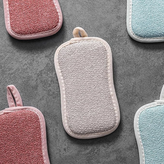 4 Pack Kitchen Scrub Sponge Dual Action Washing Up Cleaner Heavy Duty Scouring Pads Household Cleaning Wash Cloth (4)