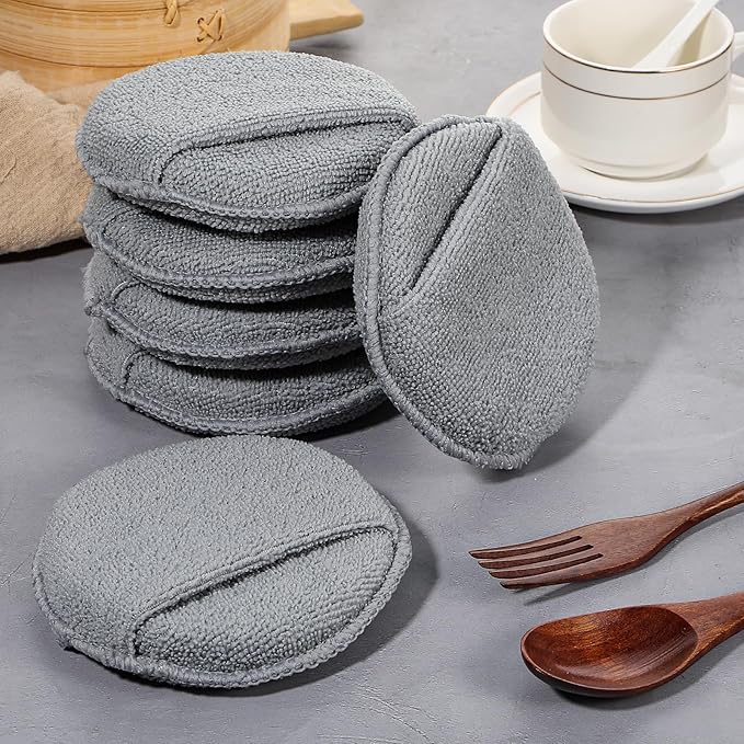 6 Pcs Cutting Board Oil Applicator for Oil Board Reusable Microfiber & Sponge Pads Wood Conditioner Wax Oils Applicator Microfiber Cloth Applicators for Cutting Boards, Wooden Spatula, Spoon 5 Inch