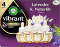 Air Wick Vibrant Plug In Scented Oil Refill, Infused with Essential Oils, Plug In Air Fresheners for Home, Lavender & Waterlily, 4 ct