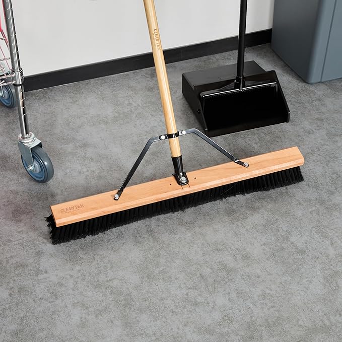 Restaurantware-BROOM HEAD ONLY: Clean Tek Professional 30-Inch Broom Head, 1 Heavy-Duty Push Cleaning Tool - Handle And Brace Sold Separately, Fine Plastic Bristles, Wooden, Commercial Use