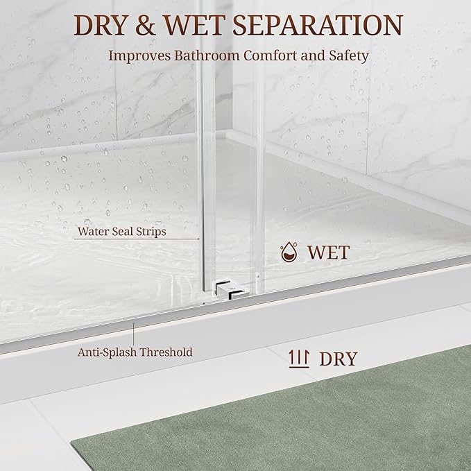 68-73" W x 80" H Frameless Shower Door, Double Sliding Glass Shower Door with 3/8" (10mm) SGCC Tempered Glass, Dual 304 Stainless Towel Bars Bathroom Shower Glass Door (Chrome)