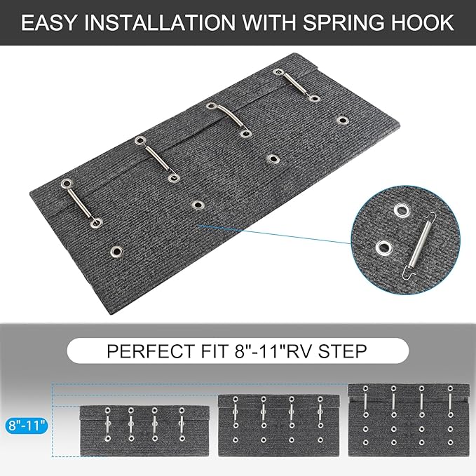 OKBA RV Step Covers,23" Wide Camper Step Cover for 8-11" Deep Stairs - 4 Pack Gray RV Stair Covers to Keep Camper Clean