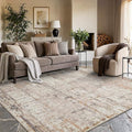 6x9 Washable Area Rug for Living Room, Modern Abstract Large Boho Rugs for Office, Dining Room, Kids Room, Farmhouse, Durable Low Pile Non Slip Carpet for High Traffic Areas, Beige Grey